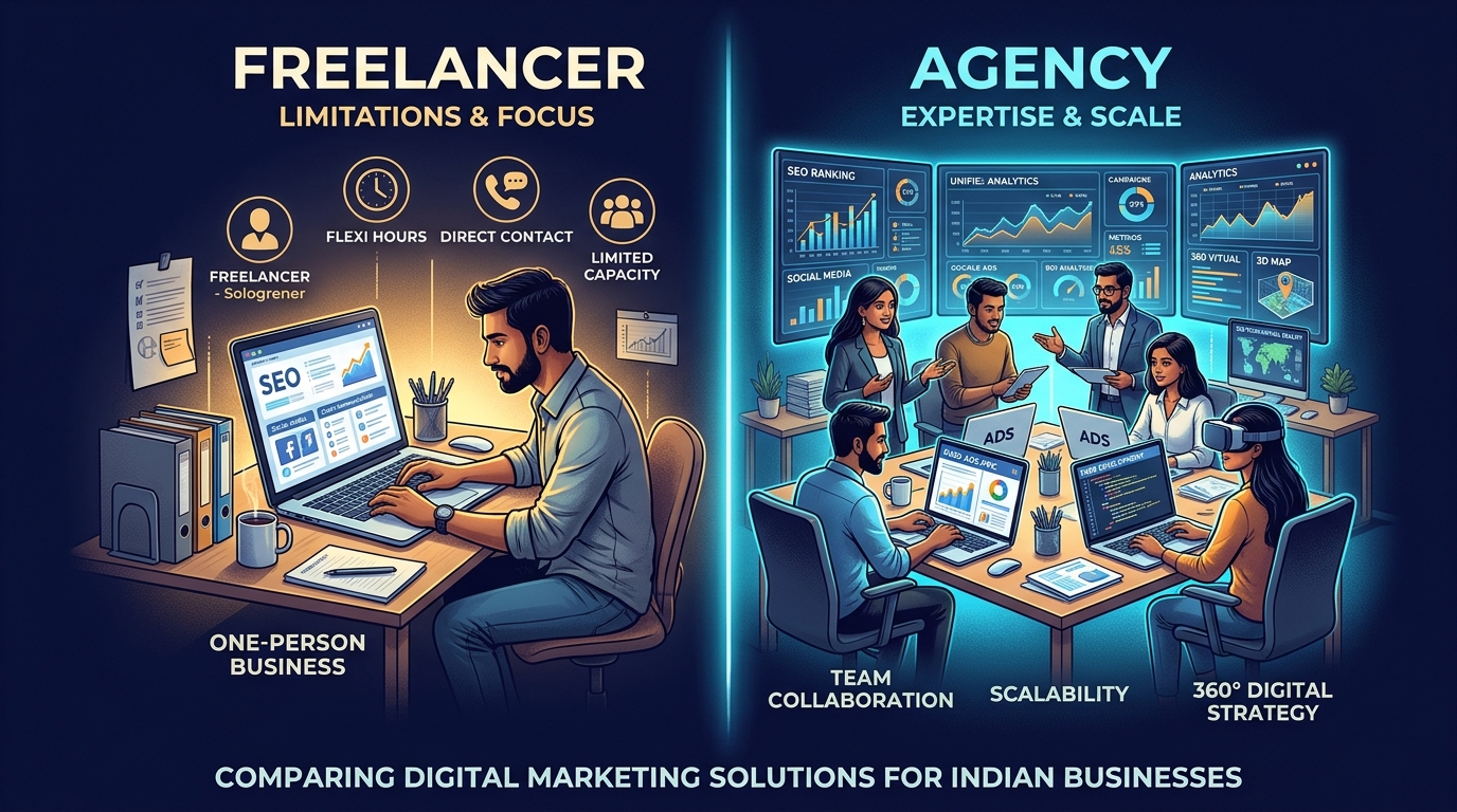 The Real Difference Between a Digital Marketing Agency and a Freelancer for Your Indian Business
